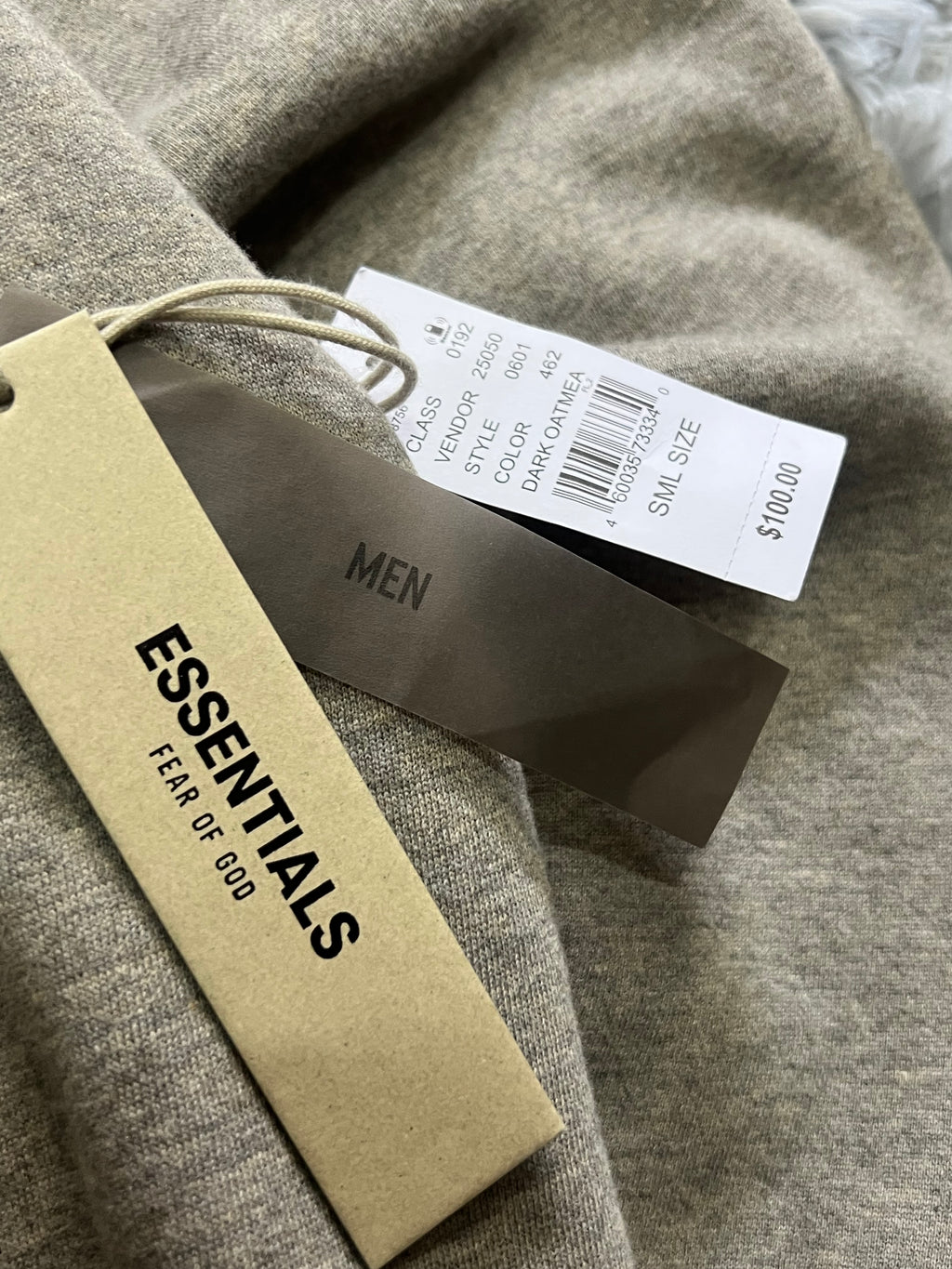 Essentials Dark Oatmeal Hoodie / NEW